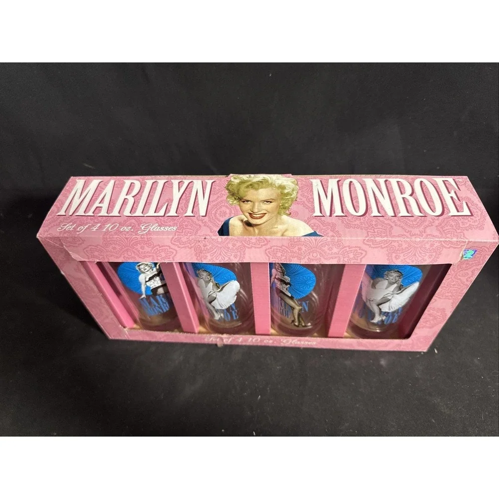 Marilyn Monroe Seven Year Itch Glasses Blue Drink Dinner Glass Set Of 4